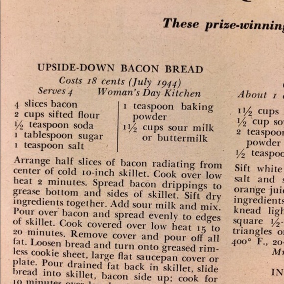 ! 1 Page/2 Sides from Aug 1944 Woman's Day Magazine, Ipana Ad, Wartime Cooking - Picture 4 of 6